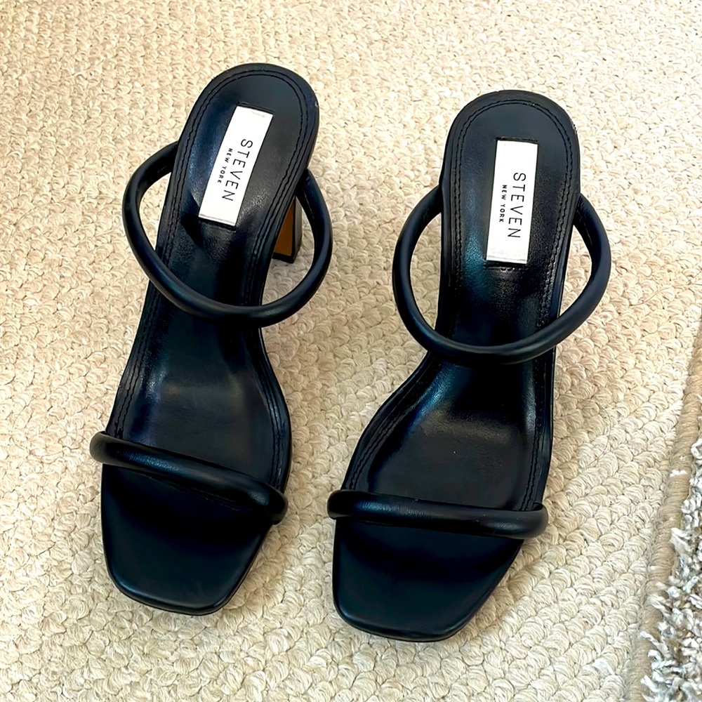Never worn Steven New York black slip on heels